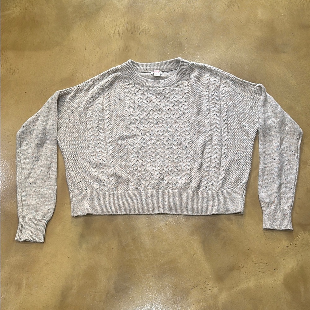 Mossimo Supply Co. Cropped Cable Crewneck Sweater - light brown/cream